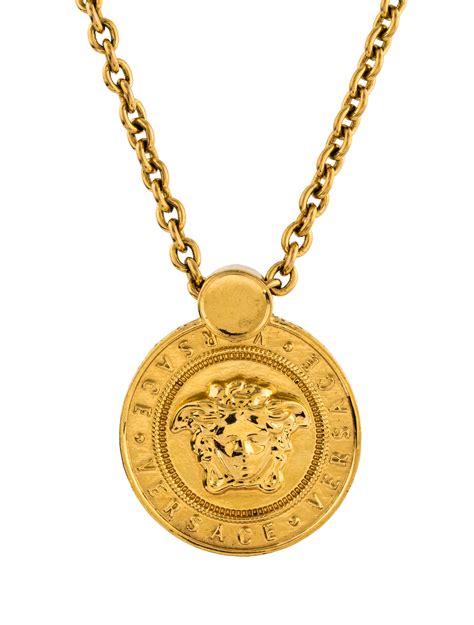 versace large chain pendant necklace|Versace small medusa head necklace.